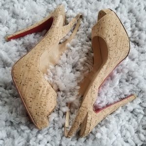 Christian Louboutin Cork Slingbacks